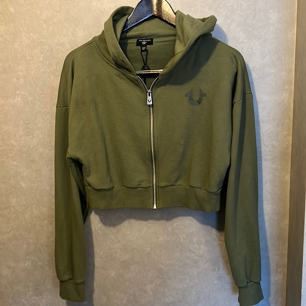 True Religion ZIP UP CROPPED HOODIE  204334 SIZE XS NWT $119.00